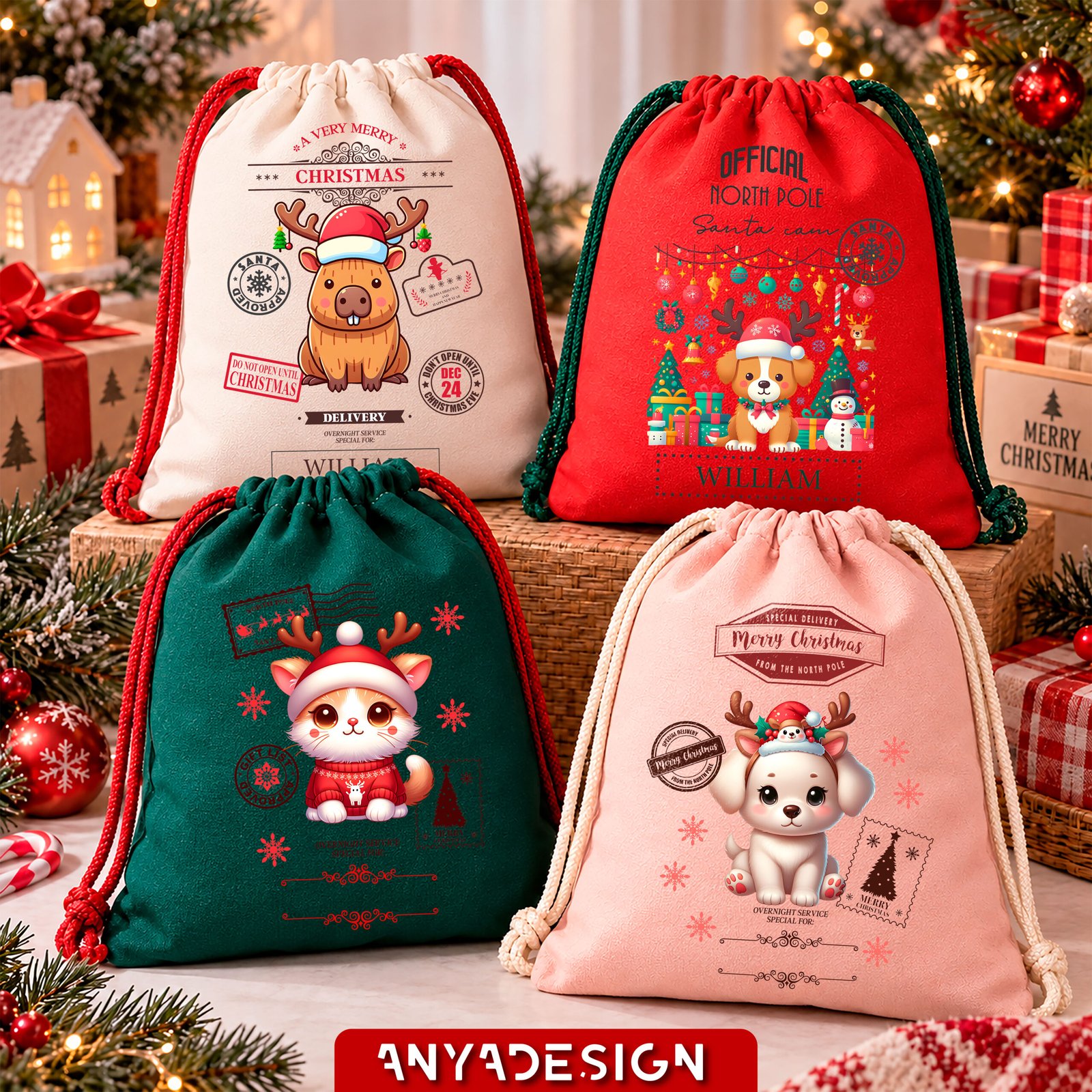 Kit 24 Diseños Morralitos Navideños