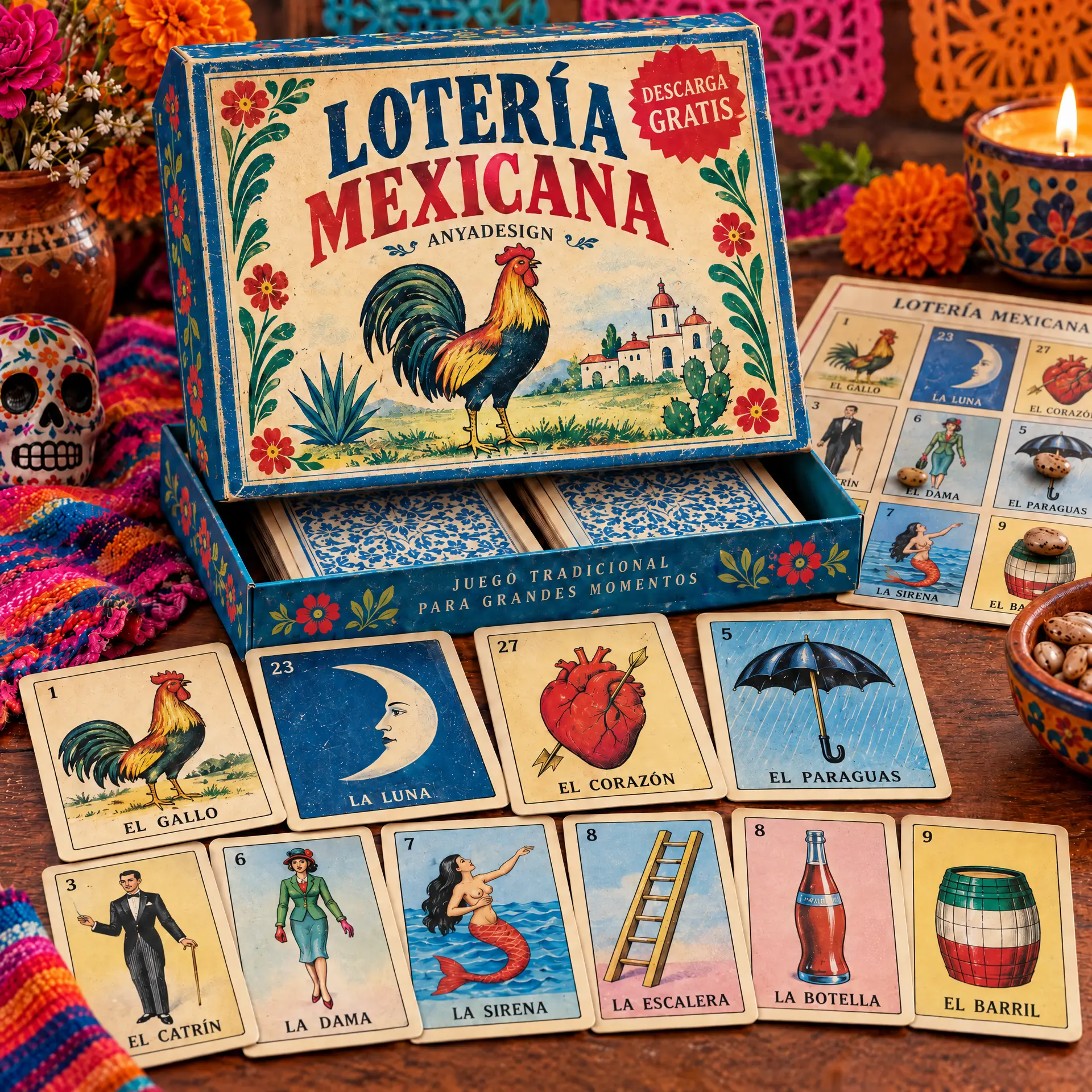 Lotería Mexicana Gratis – 54 Cartas y 10 Tablas